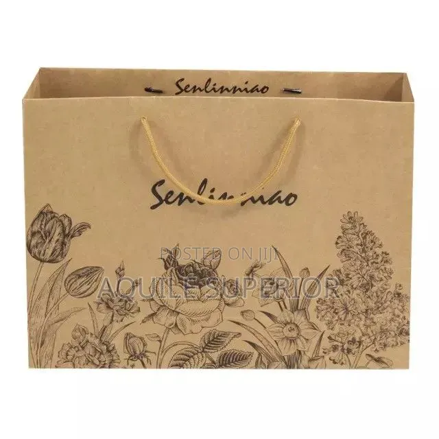 A4 Medium Brown Paper Bag Imported Handle, 110gsm, One Color Print