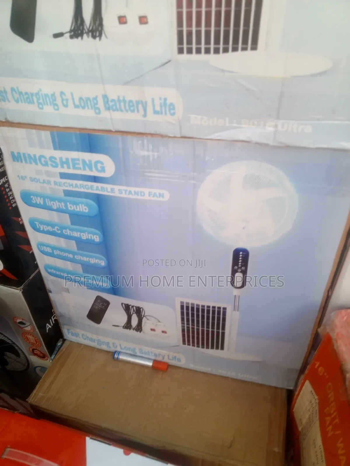 Mingsheng Rechargeable Ac/Dc Solar Fan With Panel and Bulbs