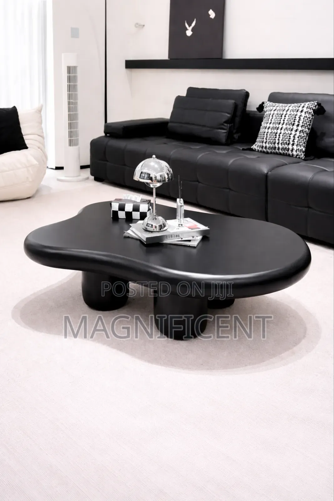 Premium Modern Black Coffee Table Luxury Sofa Set Elegant Living Roo