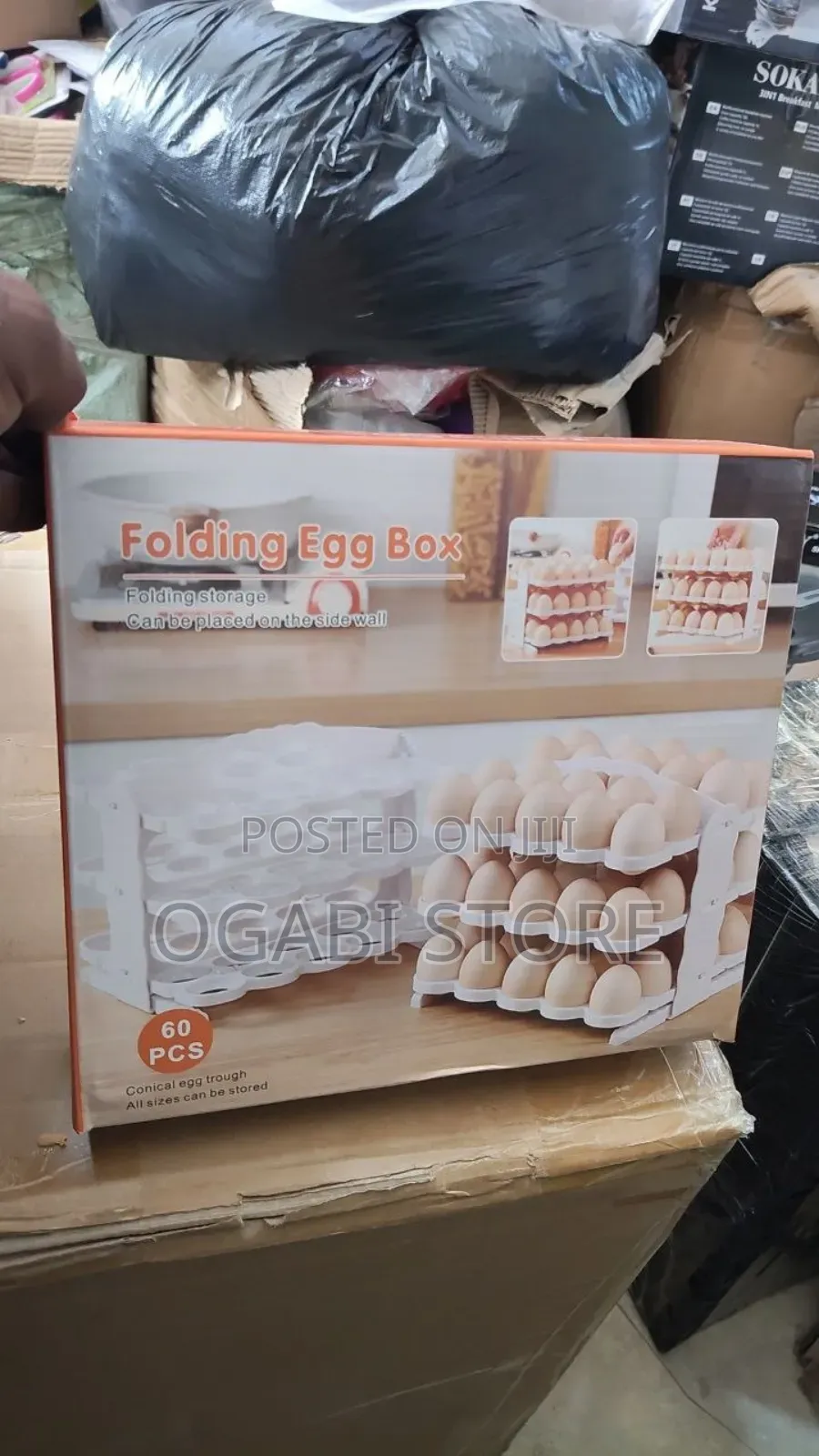 Folding Egg Box (60pcs Capacity) – Smart Egg Storage Organizer