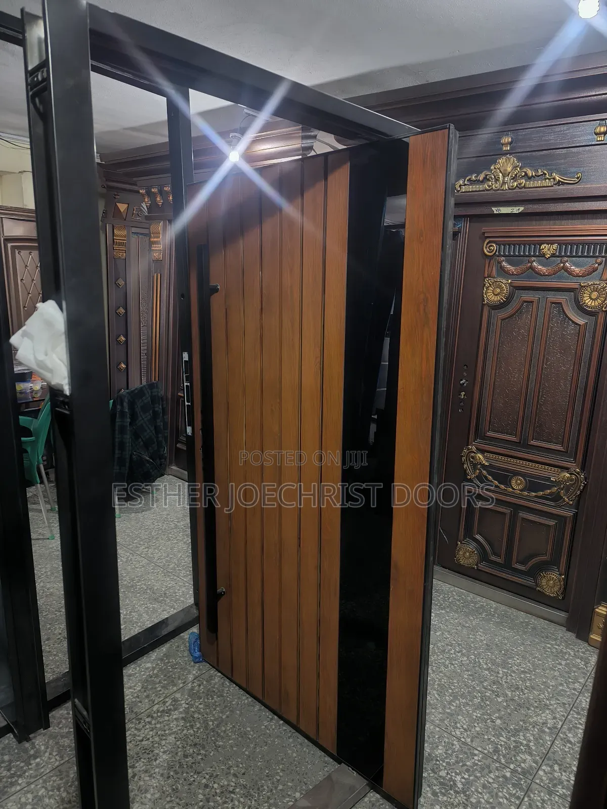 4ft Steel Wooden Effect Pivot Door