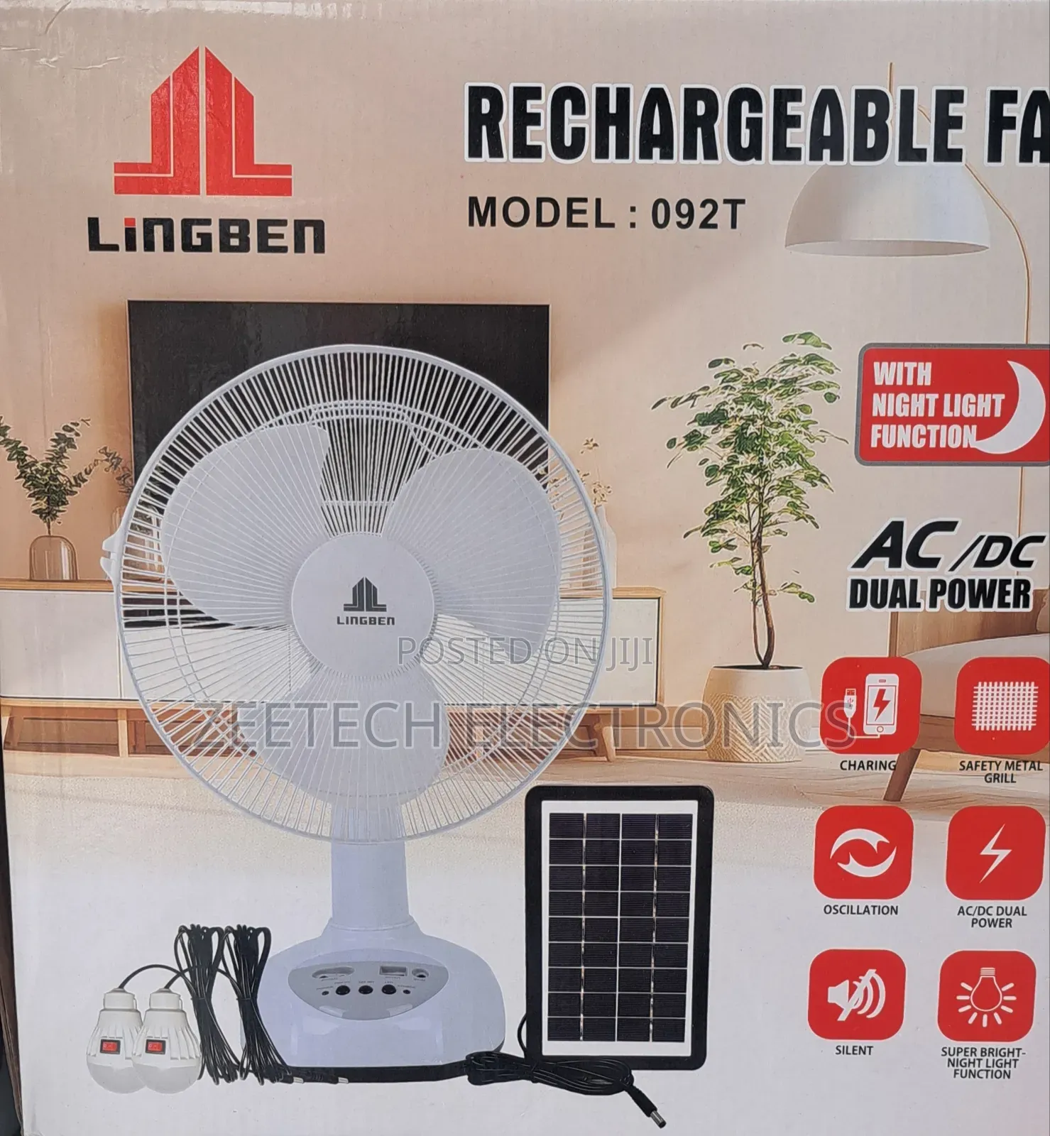 Lingben Model 092t Ac/Dc Rechargeable Fan