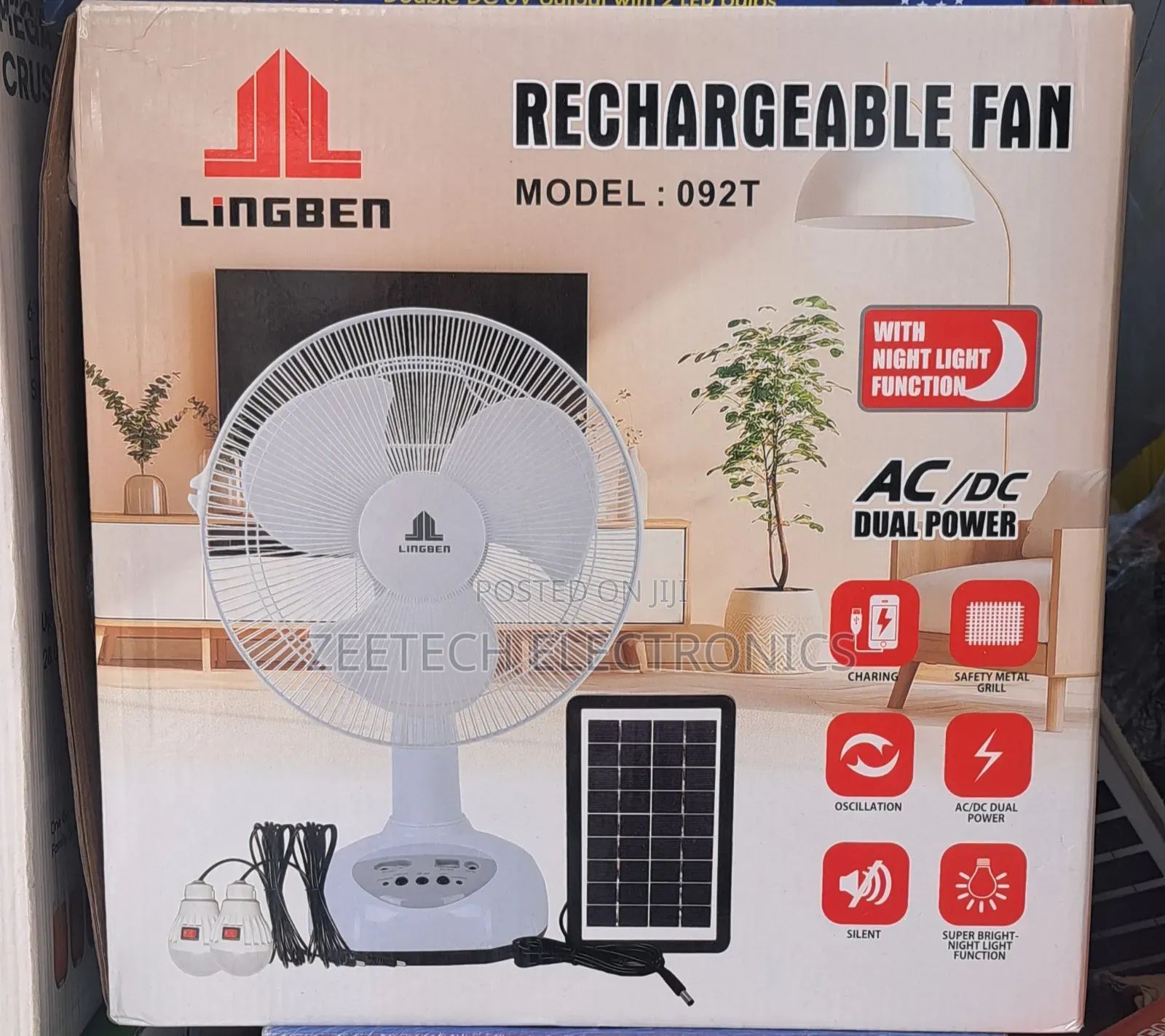 Lingben Model 092t Ac/Dc Rechargeable Fan