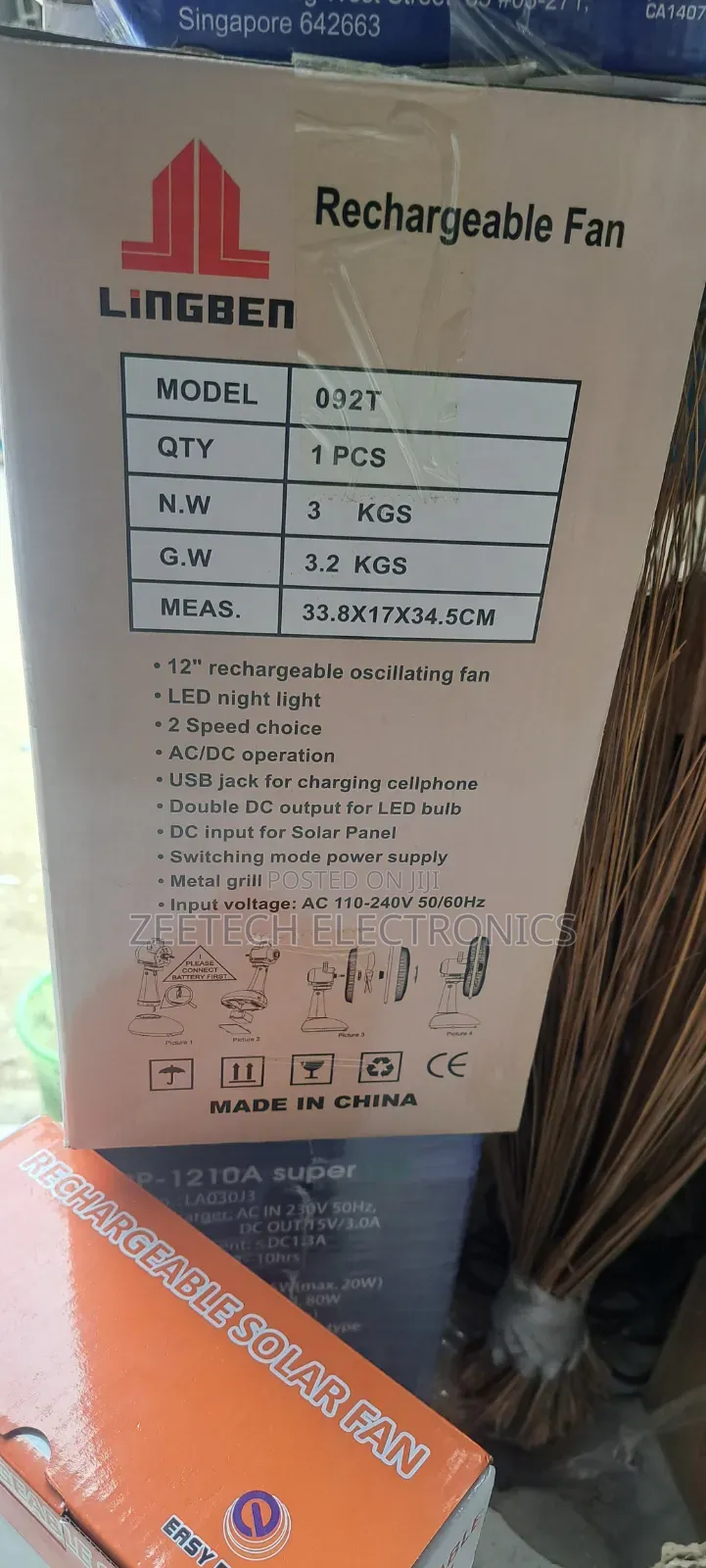 Lingben Model 092t Ac/Dc Rechargeable Fan