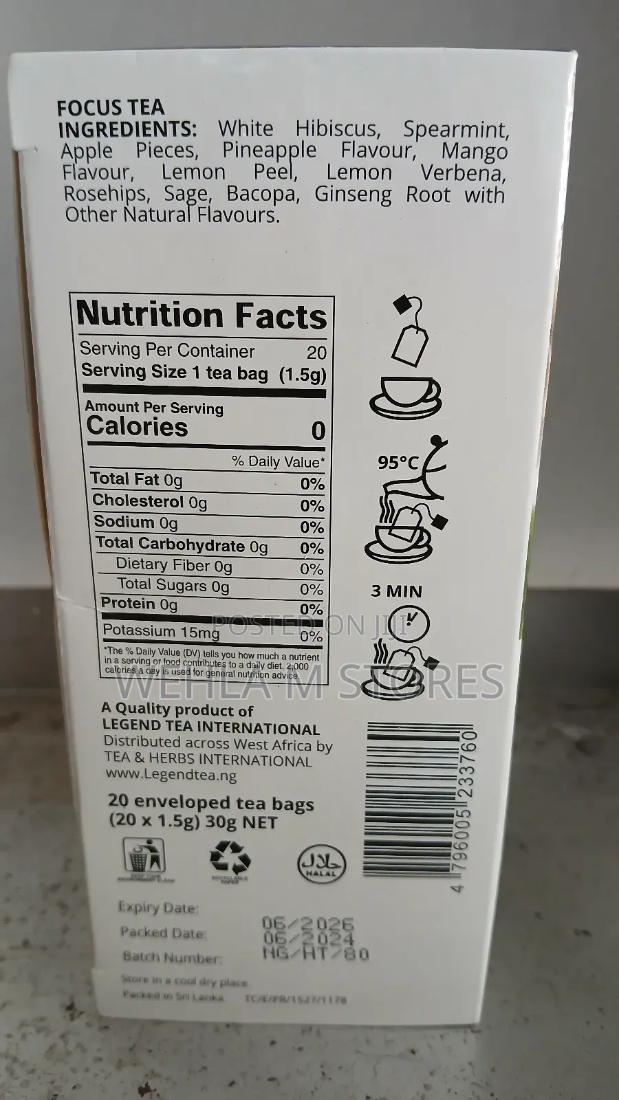 Legend Tea Focus (Ginseng,Spearmint, Mango, Pineapple, Bacopa Sage)
