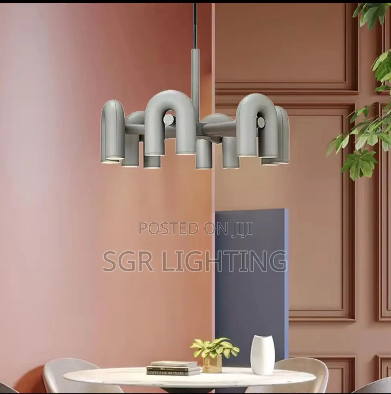 U-Shaped Water Pipe Ceiling Chandelier Villa Living Room Light Large