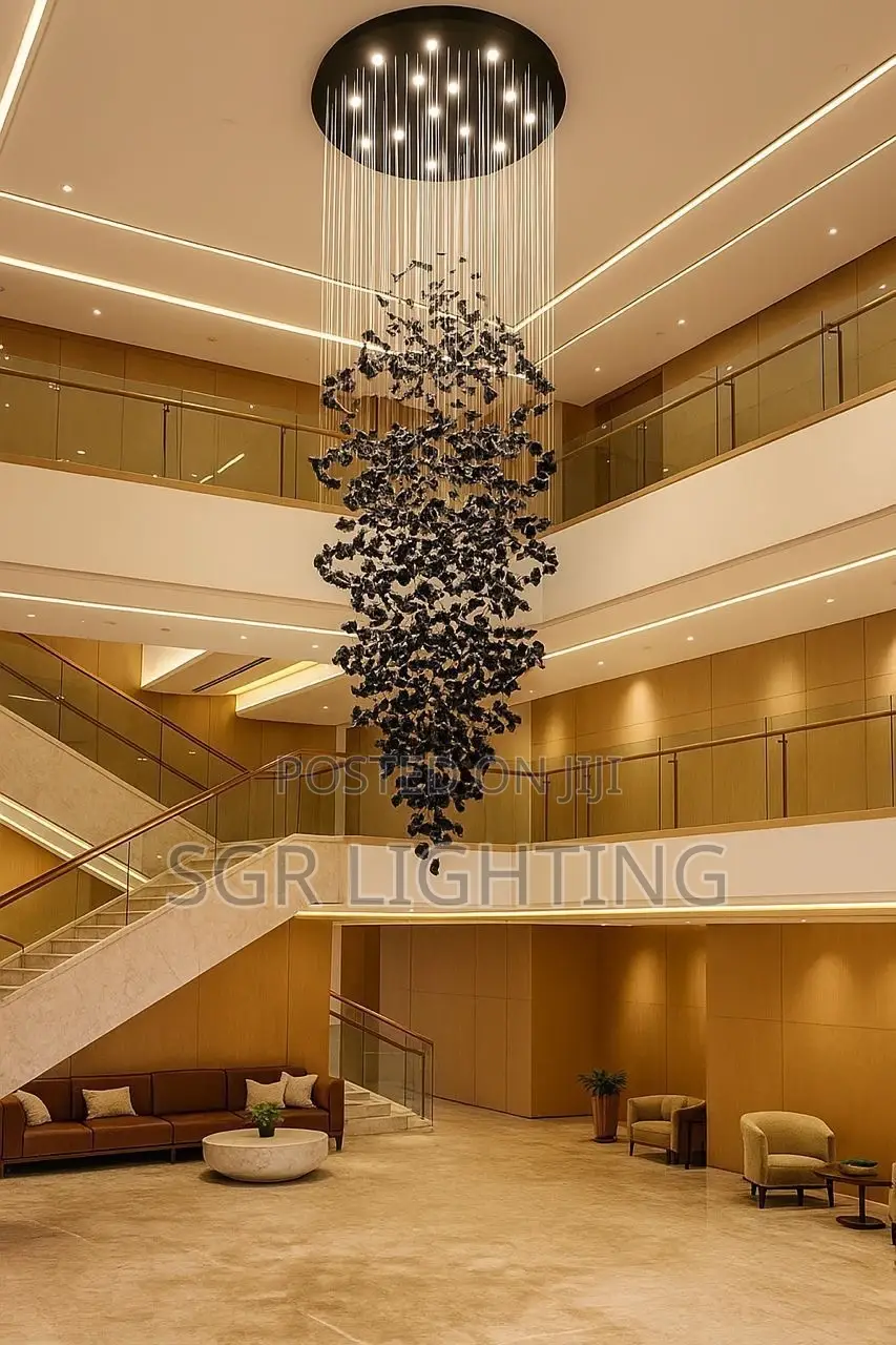 Luxury Stone Crystal Chandelier Large Modern Staircase Led Lighting