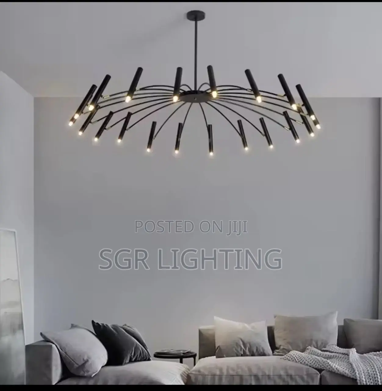 Modern Living Room Led Ceiling Chandelier Metal Black Gold G9