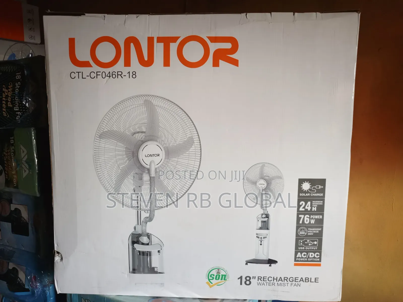 Lontor 18” Rechargeable Water Mist Fan With Remote Usb CTL-Cf046r-18