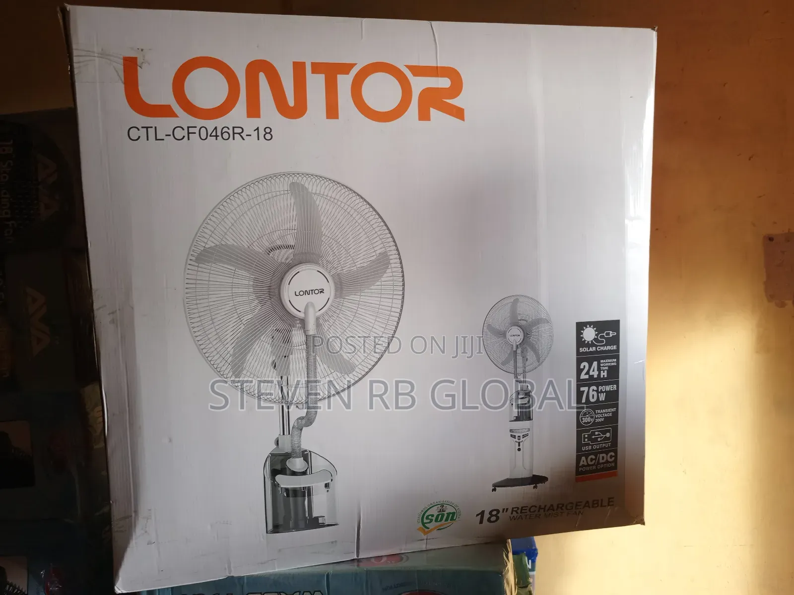 Lontor 18” Rechargeable Water Mist Fan With Remote Usb CTL-Cf046r-18