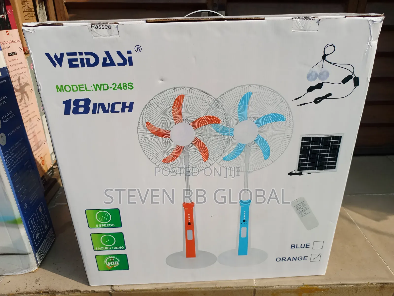 Weidasi 18” Solar Rechargeable Standing Fan | Wd-248s