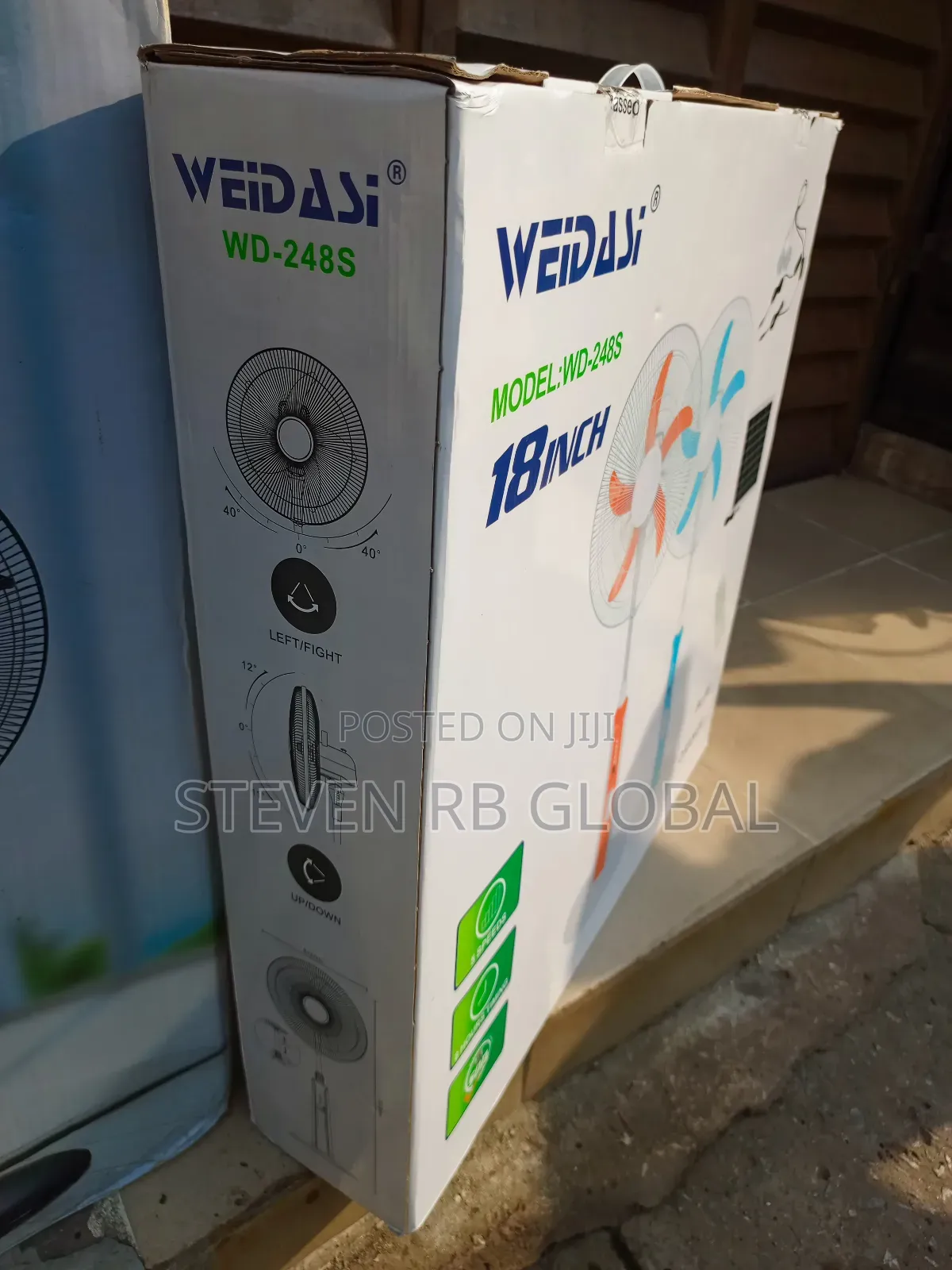Weidasi 18” Solar Rechargeable Standing Fan | Wd-248s
