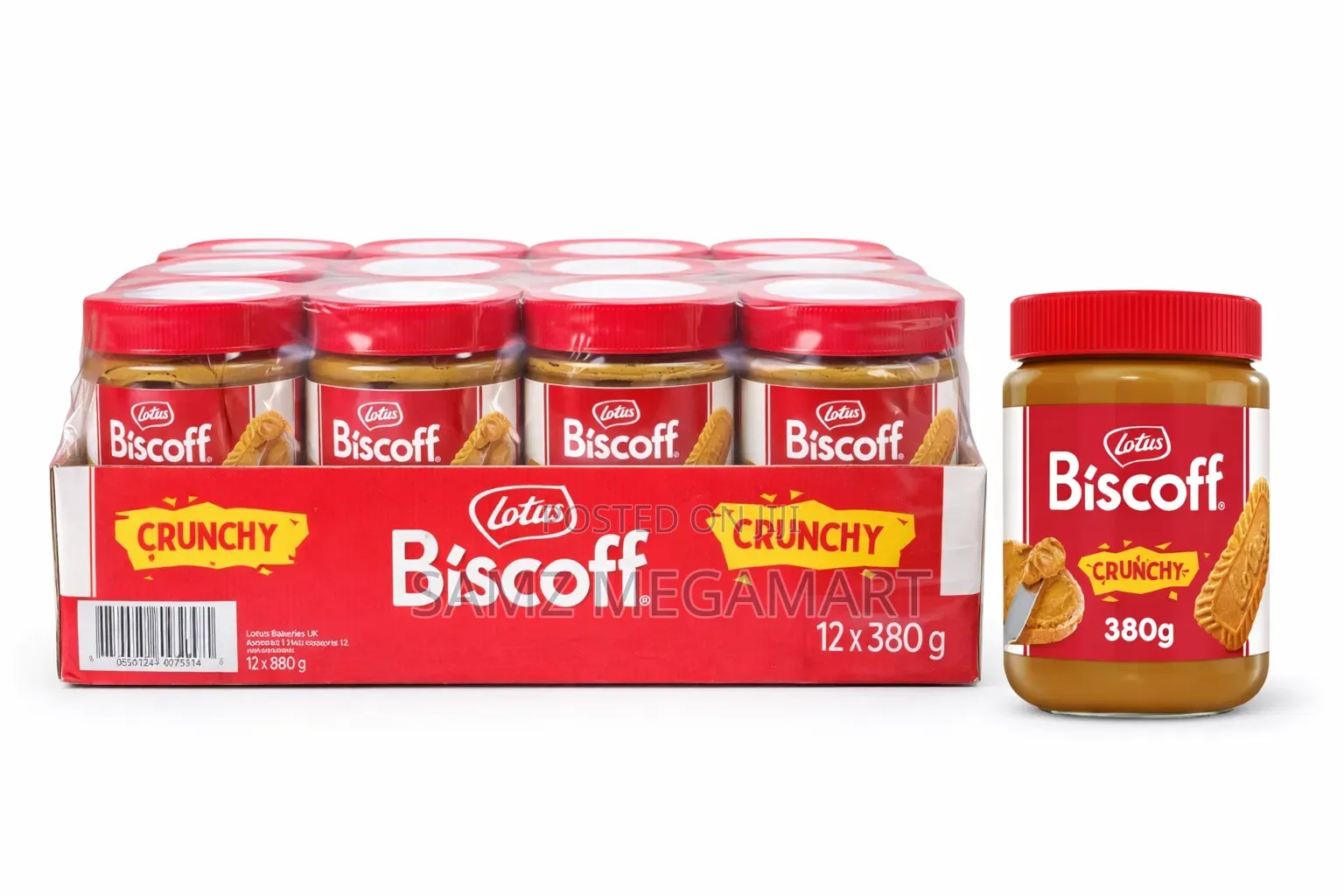 Lotus Biscoff Crunchy Spread 12×380g – Crunchy Caramel Biscuit Spread