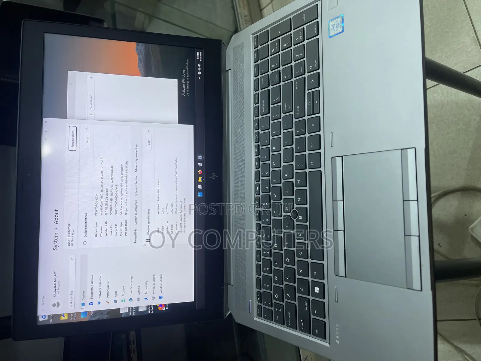 Laptop HP ZBook 15 G5 32GB Intel Core i7 SSD 512GB