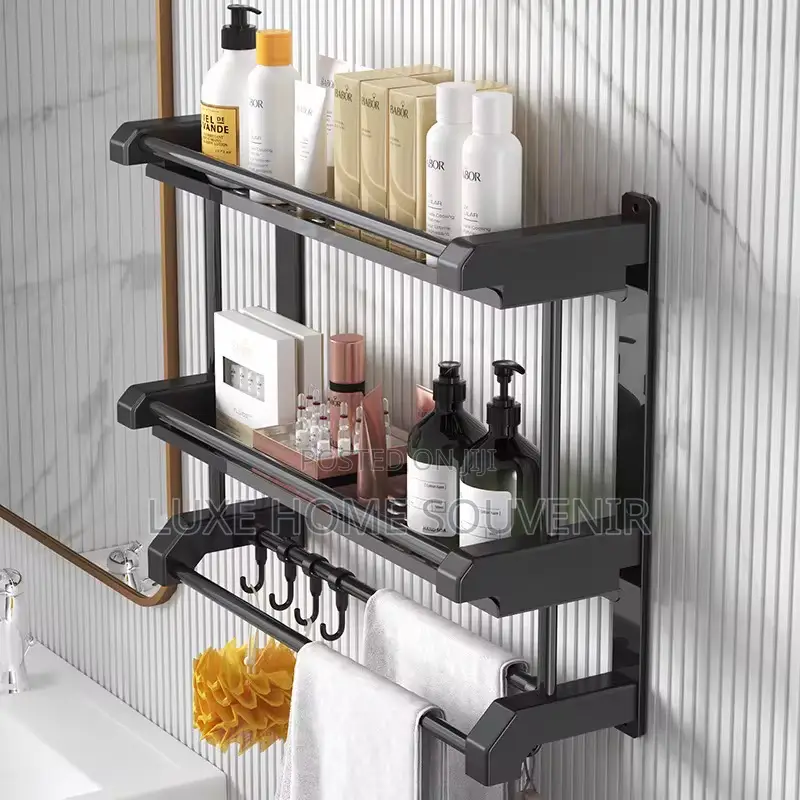 Bathroom Storage Rack With Towel Hanger