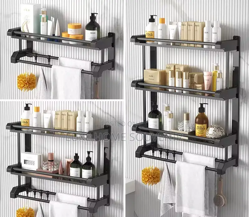 Bathroom Storage Rack With Towel Hanger