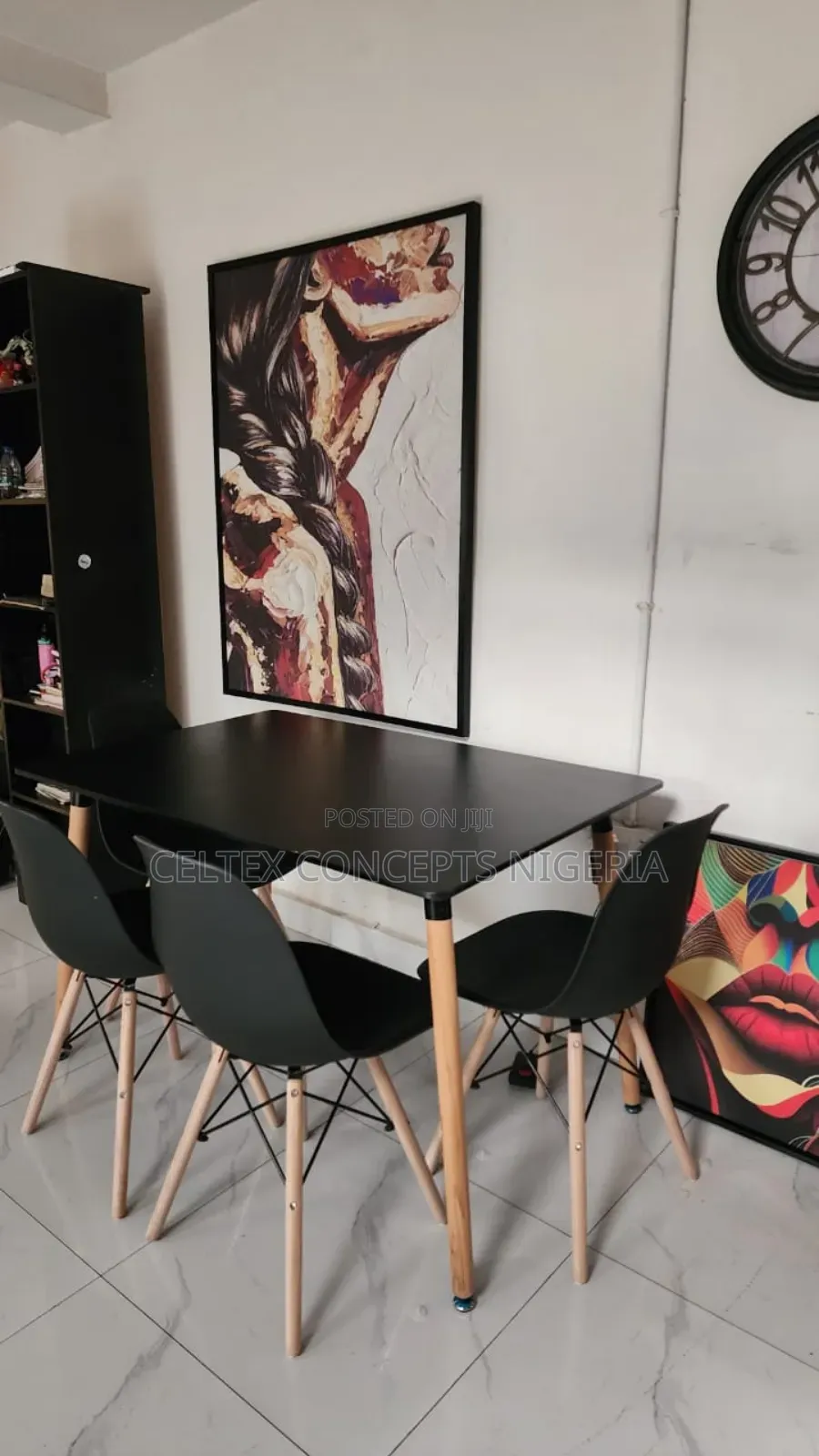 4 Seater Rectangular Dining Set With Wooden Legs