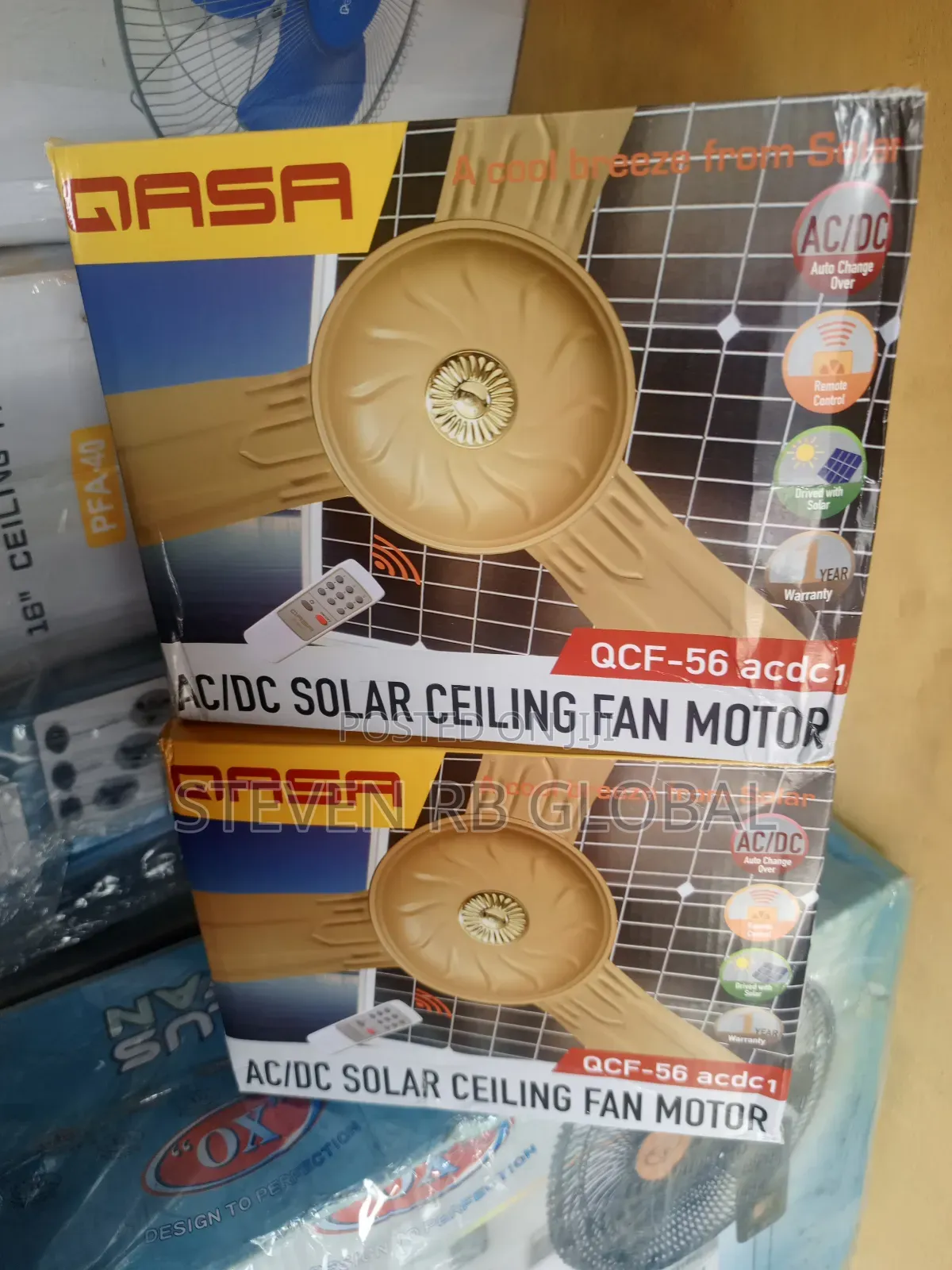 Qasa 56” Ac/Dc Solar Ceiling Fan | QCF-56 (White Brown)
