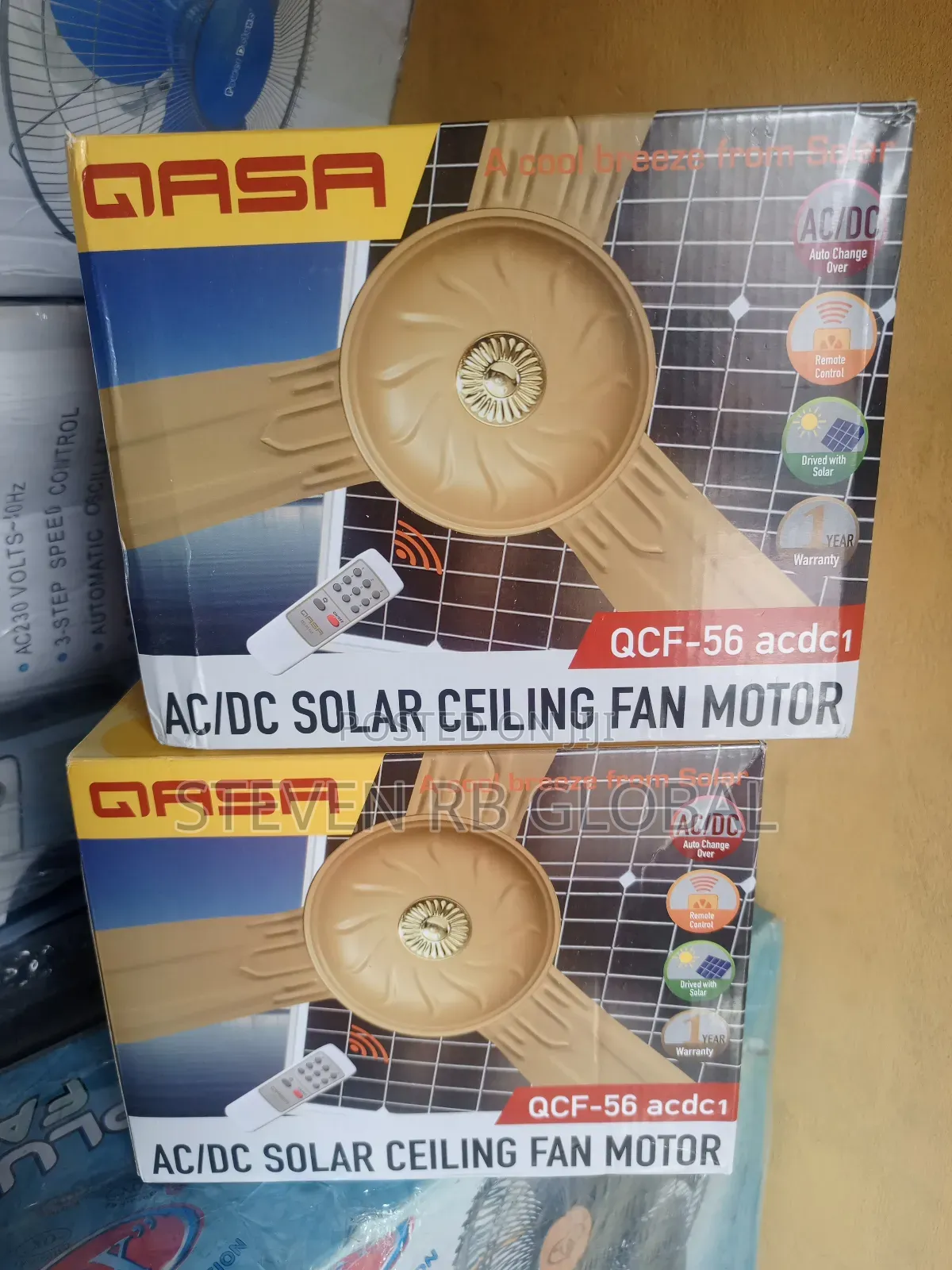 Qasa 56” Ac/Dc Solar Ceiling Fan | QCF-56 (White Brown)