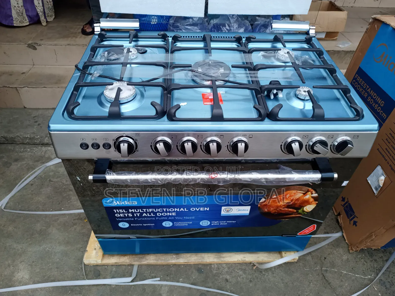 Midea 90×60cm 5-Burner Gas Cooker | Model 9060-5g028-I