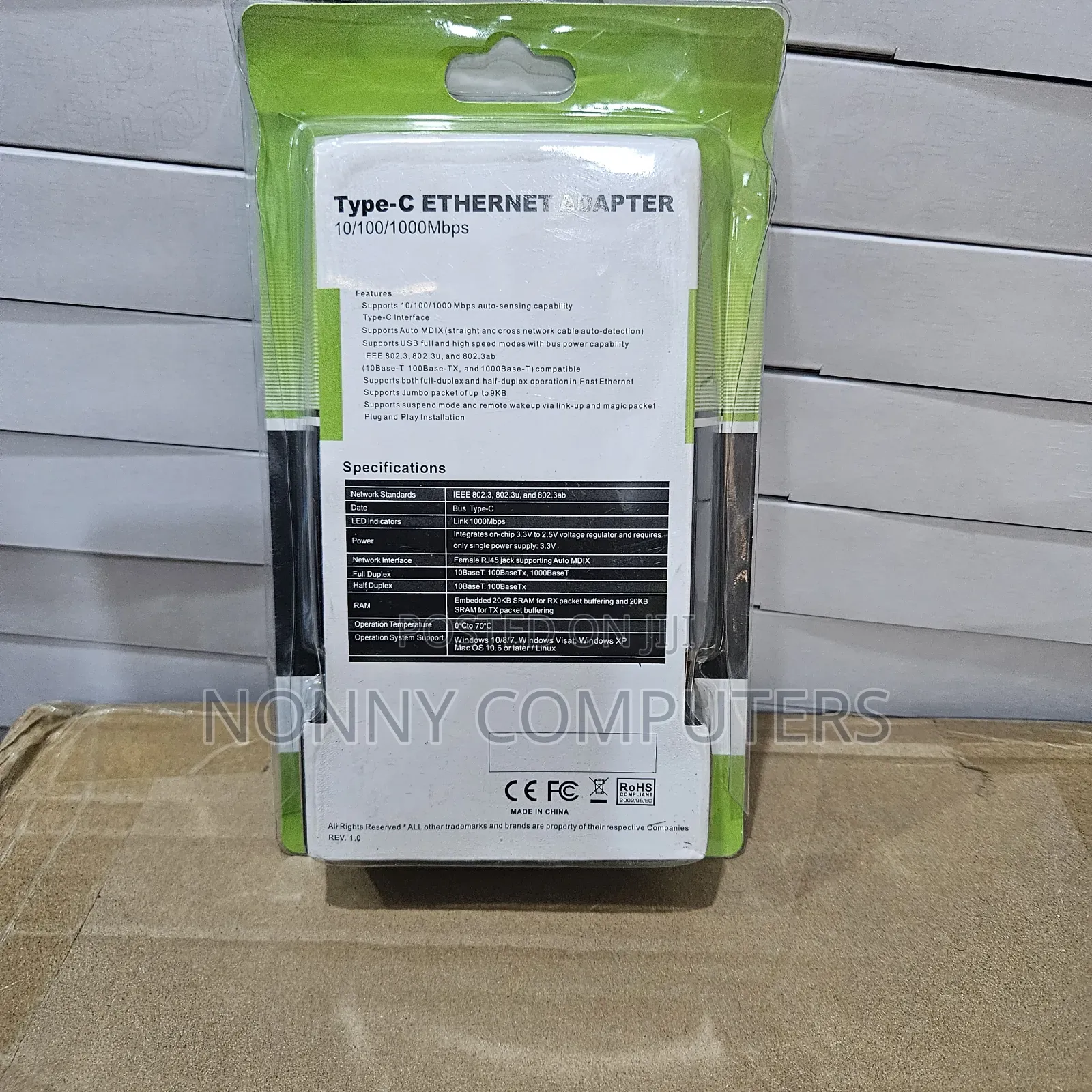 Usb-C to Ethernet Adapter Gigabit Rj45 Lan 1000mbps
