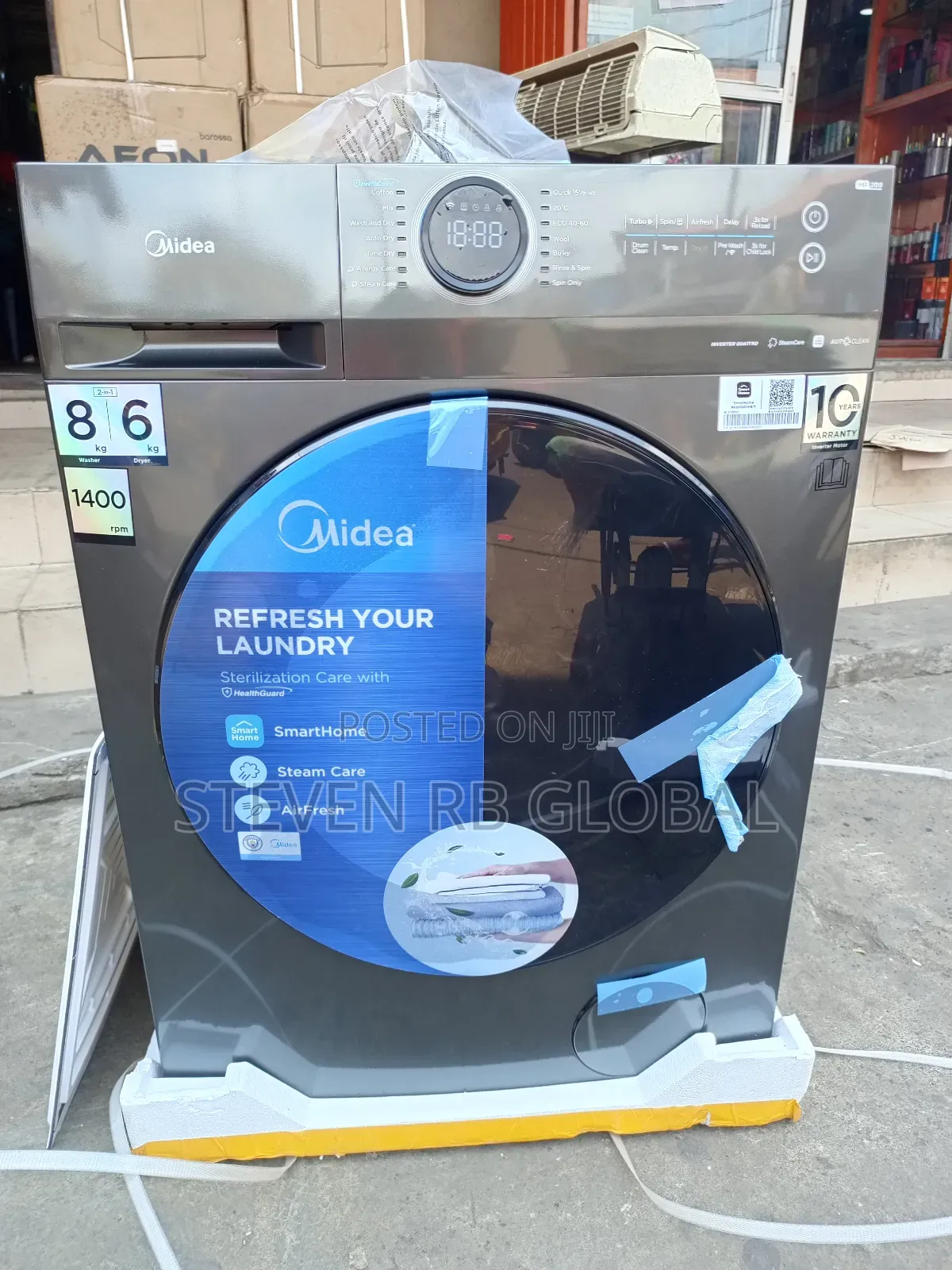 Midea 8kg Washer / 6kg Dryer Front Load Inverter Mf200d80wb/T Dark Gre