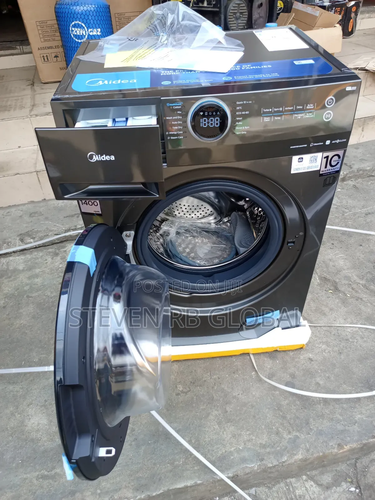 Midea 8kg Washer / 6kg Dryer Front Load Inverter Mf200d80wb/T Dark Gre