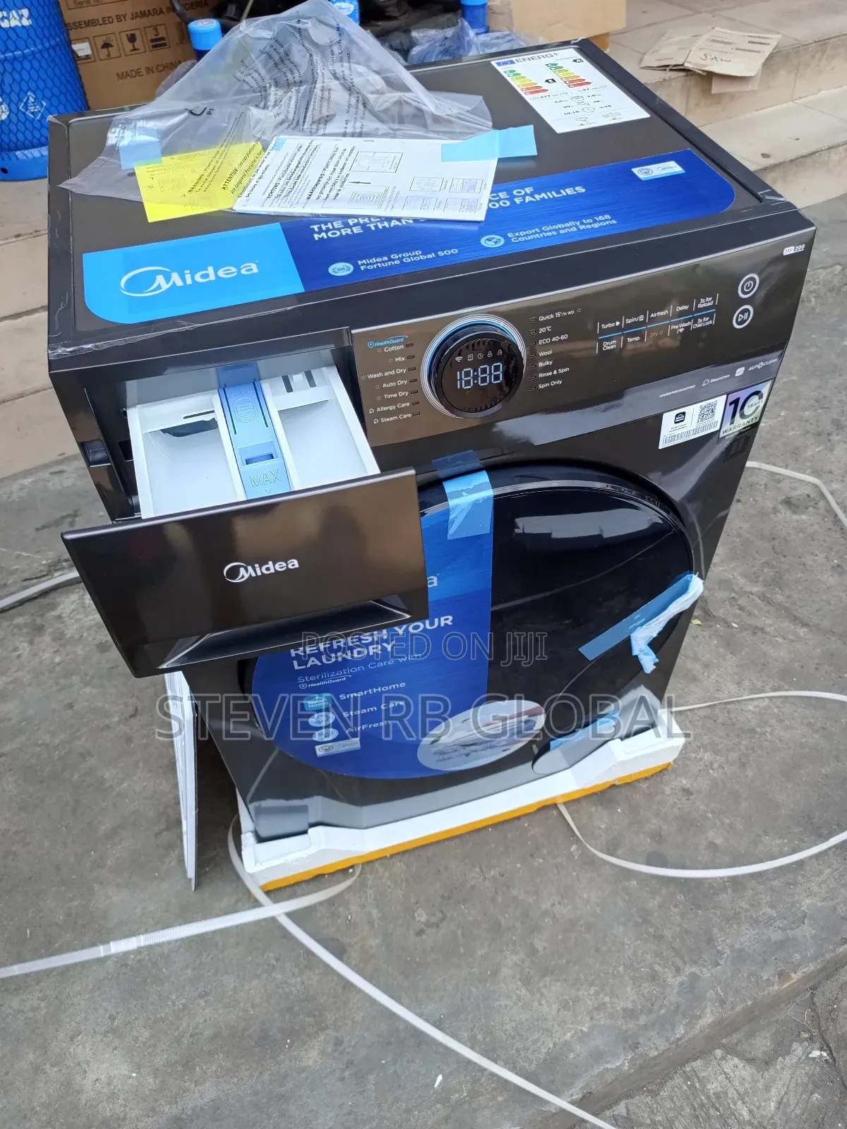 Midea 8kg Washer / 6kg Dryer Front Load Inverter Mf200d80wb/T Dark Gre