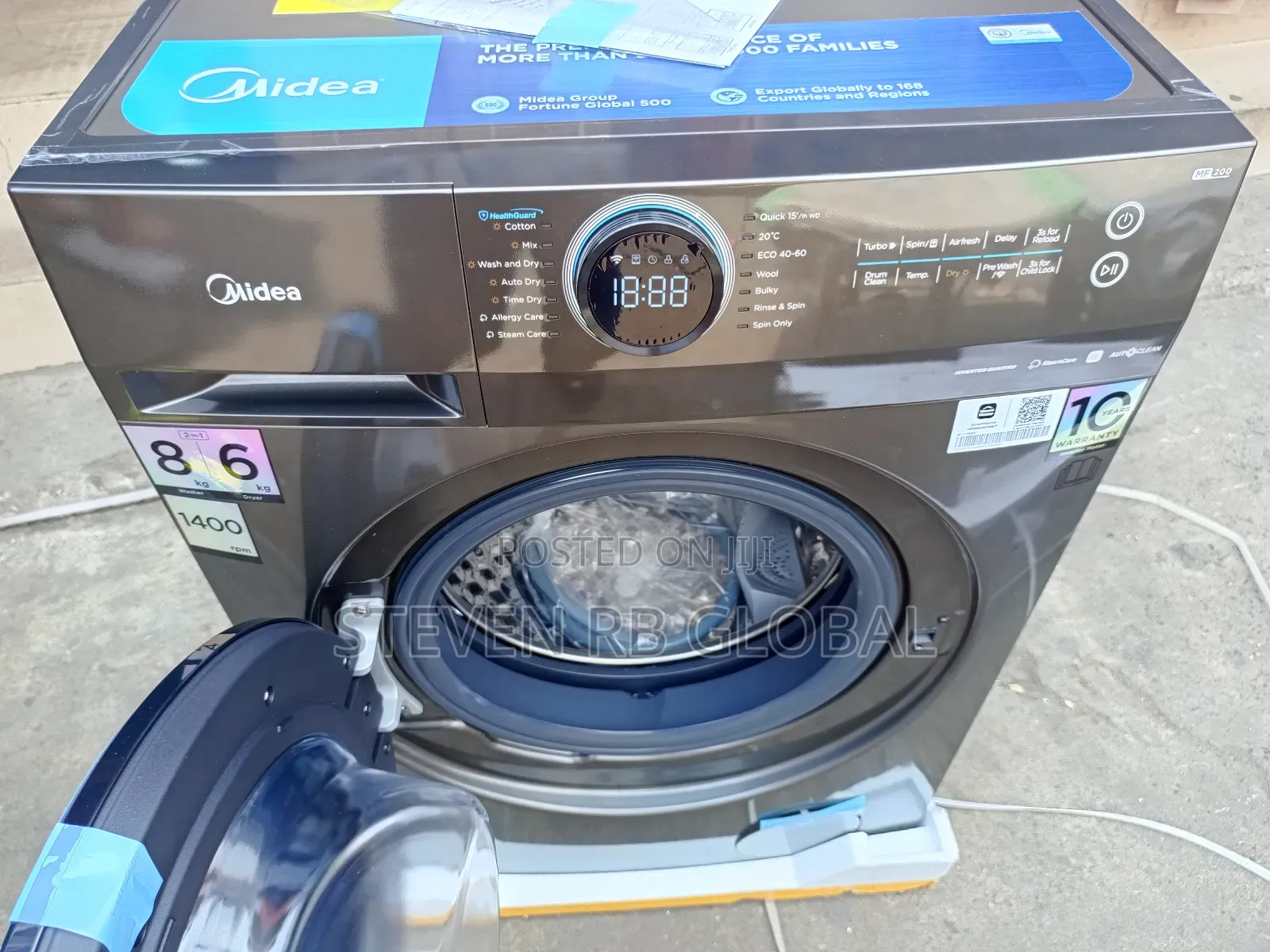 Midea 8kg Washer / 6kg Dryer Front Load Inverter Mf200d80wb/T Dark Gre