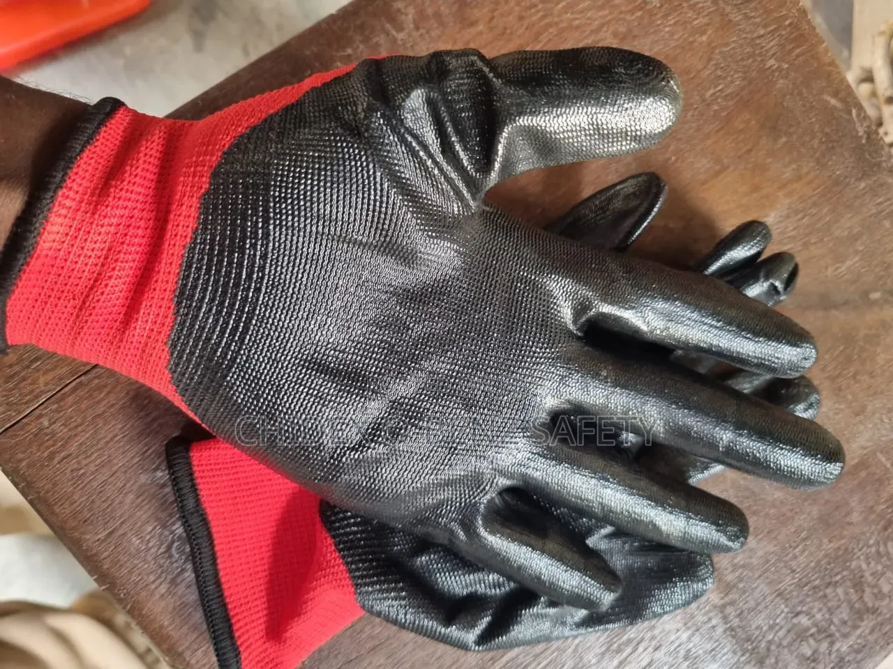 Red and Black Nitrile Coated Work Glove