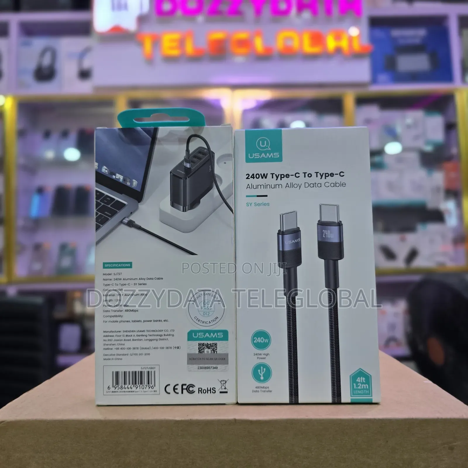 Usams 240w Type-C to Type-C Aluminum Alloy Data Cable (Sy Series)