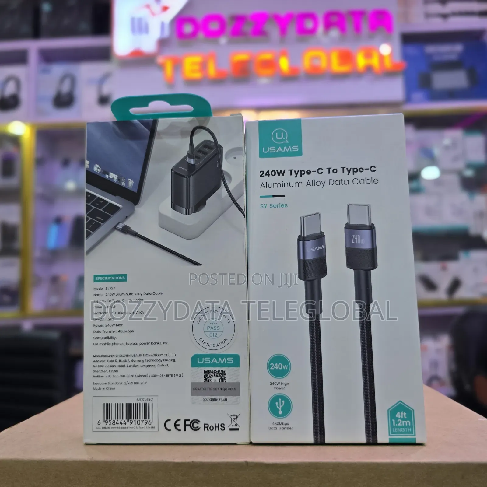 Usams 240w Type-C to Type-C Aluminum Alloy Data Cable (Sy Series)