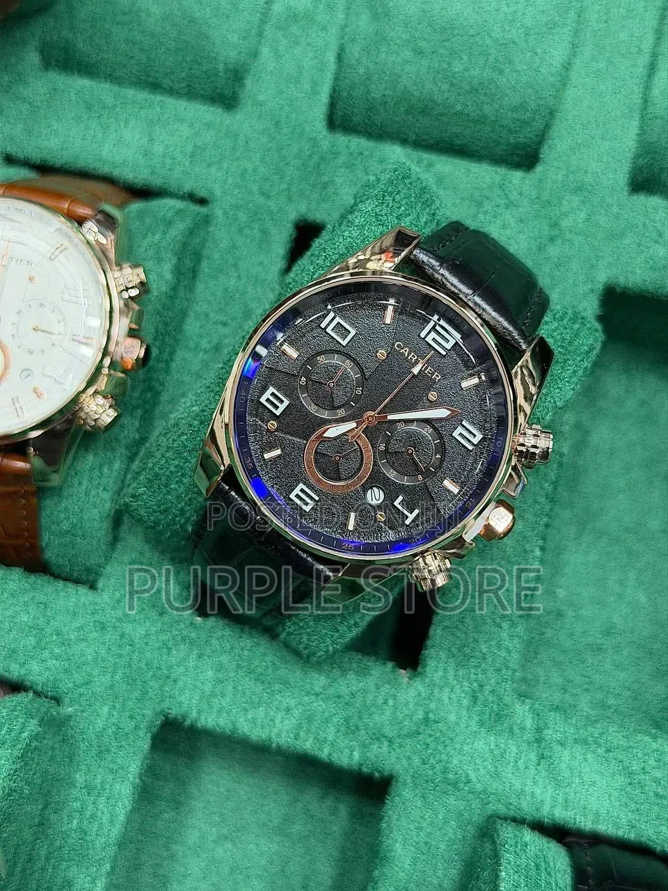 Cartier Leather Functional Chronograph "Dated"Watch for Men