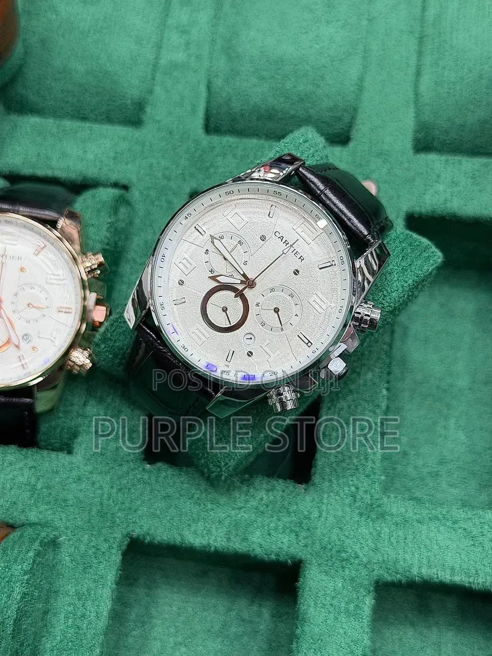 Cartier Leather Functional Chronograph "Dated"Watch for Men