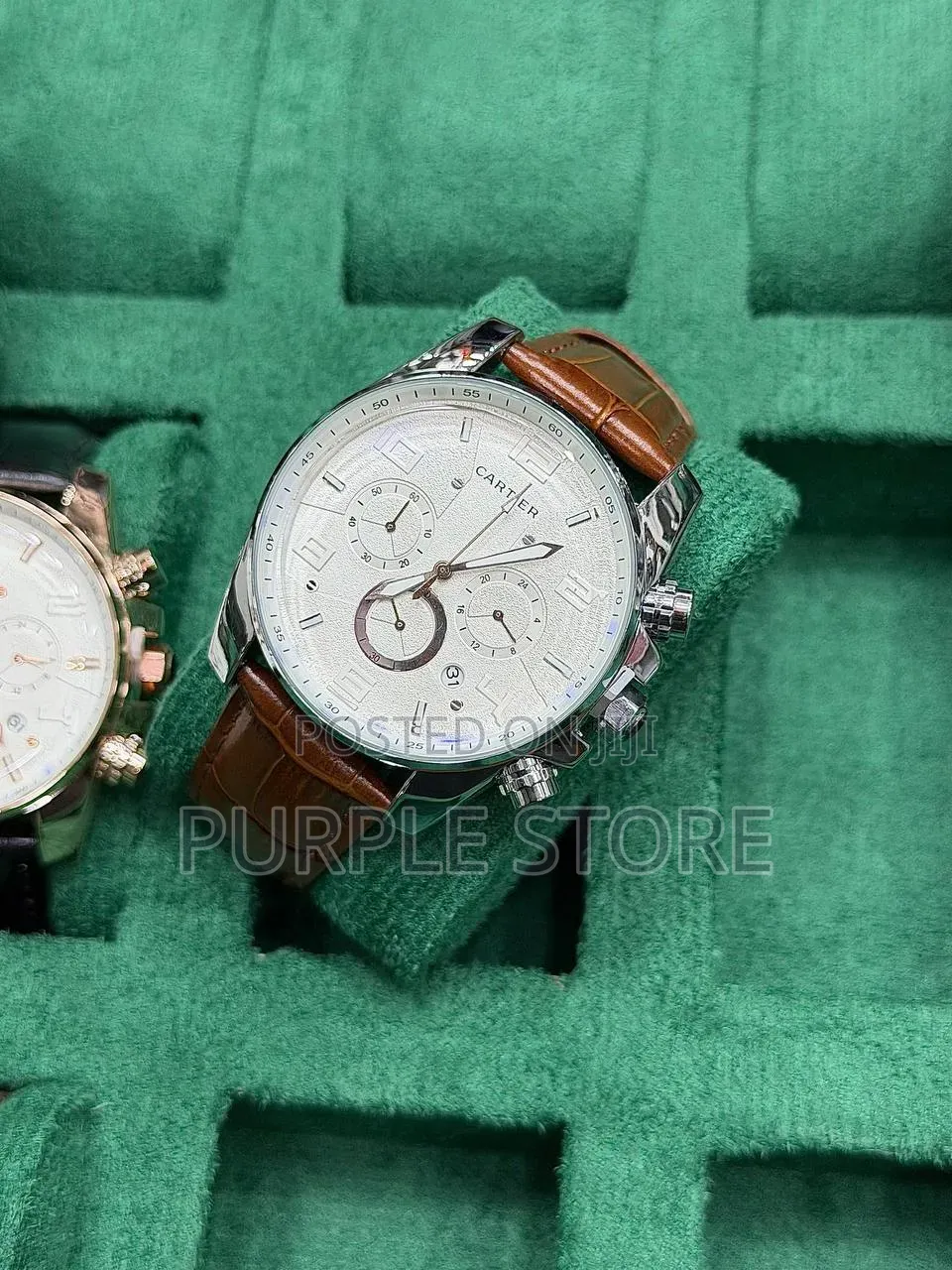 Cartier Leather Functional Chronograph "Dated"Watch for Men