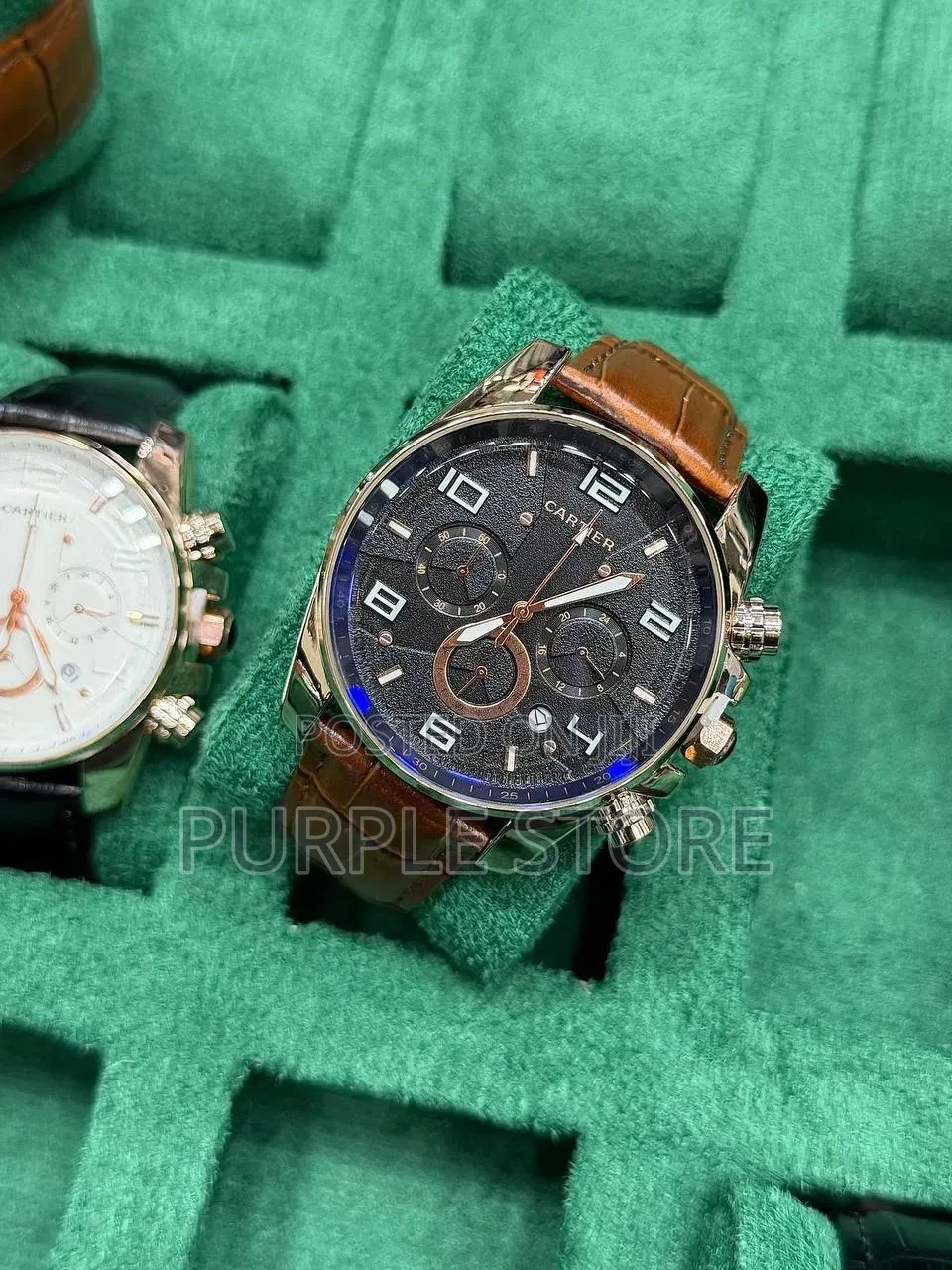 Cartier Leather Functional Chronograph "Dated"Watch for Men