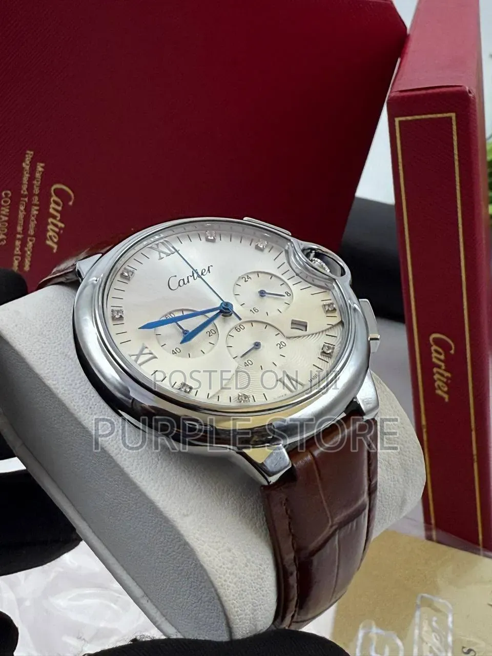 Cartier Active Chronograph Quality "Leather" Wrist'watches 