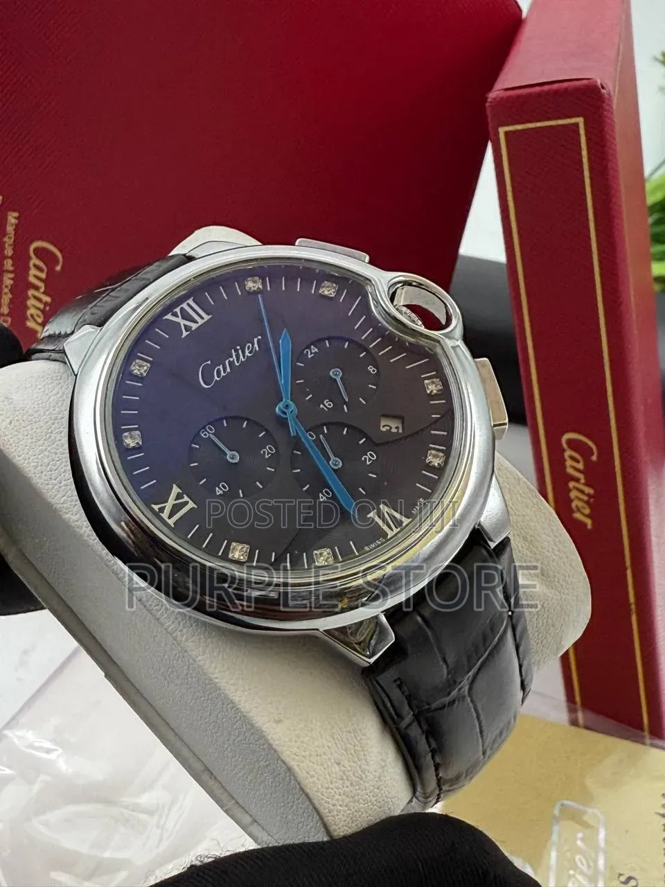 Cartier Active Chronograph Quality "Leather" Wrist'watches 