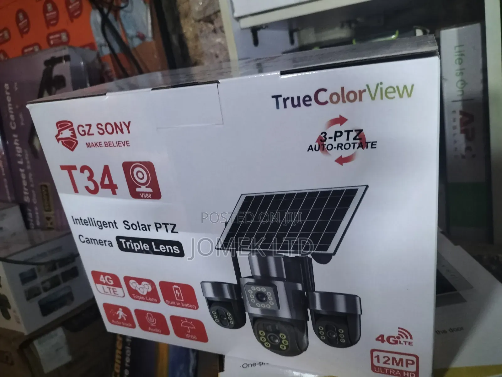 4g T34 Intelligent Solar PTZ Camera With a Triple Lens System.