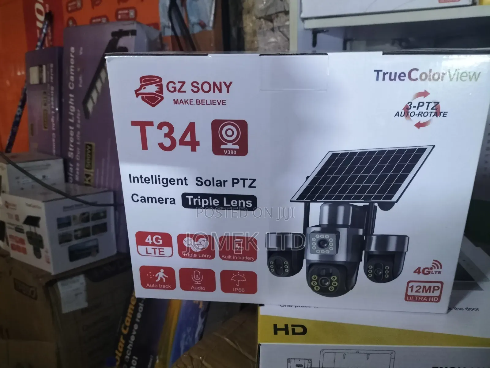 4g T34 Intelligent Solar PTZ Camera With a Triple Lens System.