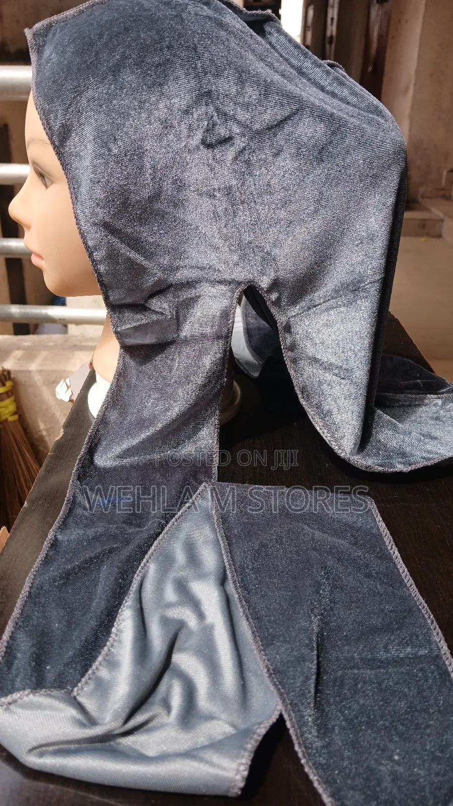 Thick Velvet Durag With Long Tail and 2 Face - Grey
