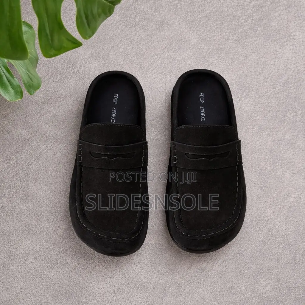 Suede Penny Loafer Mules