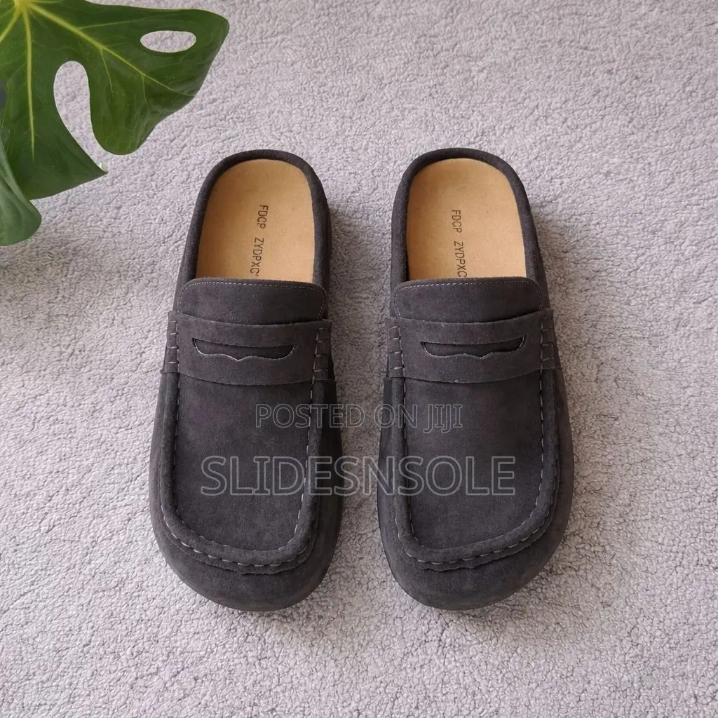 Suede Penny Loafer Mules