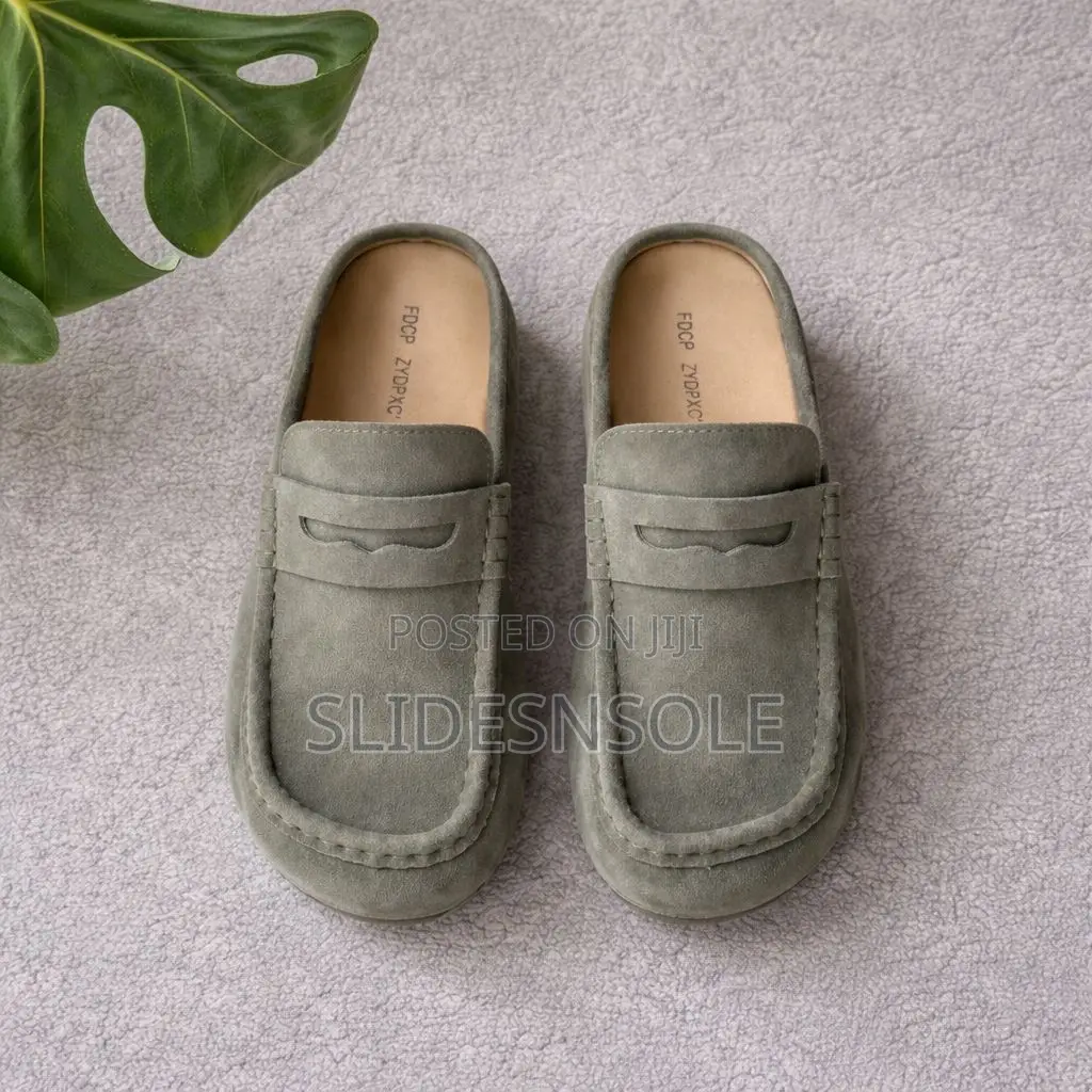 Suede Penny Loafer Mules