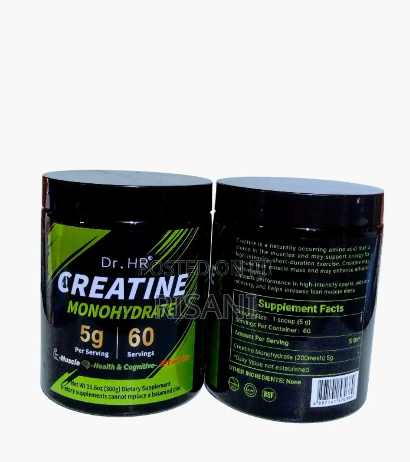 Creatine Monohydrate 5g 60 Servings for Muscles Health and Cognitive