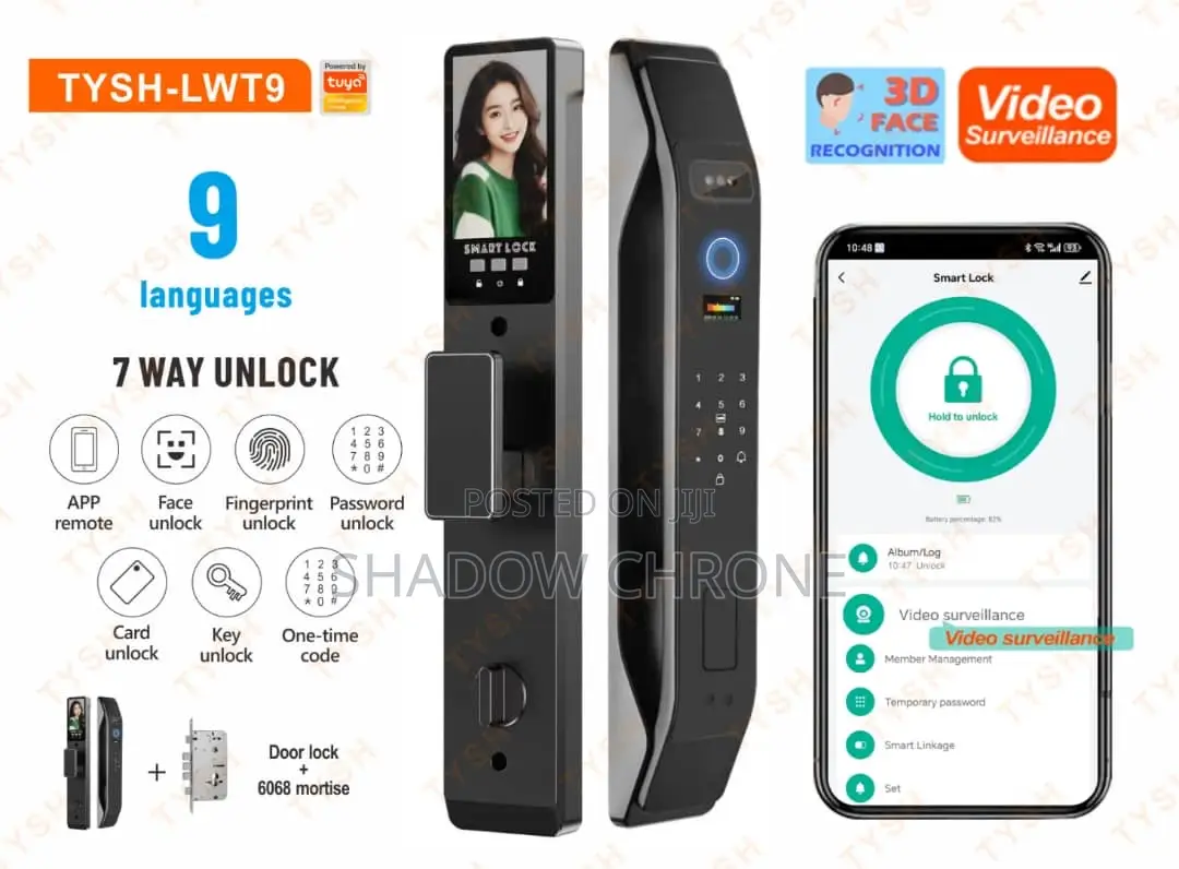1. 7-in-1 Smart Door Lock  | Face Id + Camera + App Control