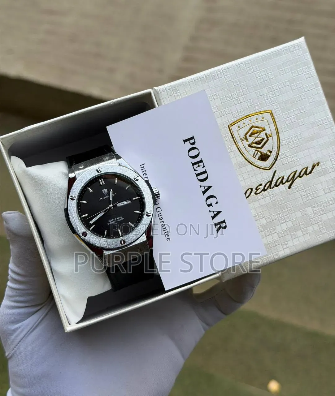 Poedagar Leather Watch Metal-Bezel for Men