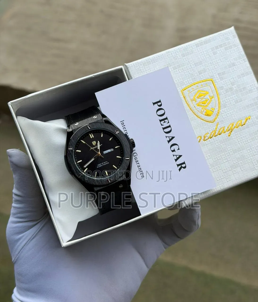 Poedagar Leather Watch Metal-Bezel for Men