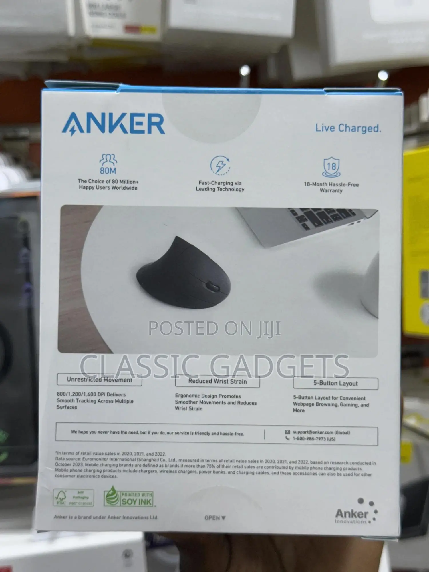 Anker 2.4g Wireless Vertical Ergonomic Optical Mouse