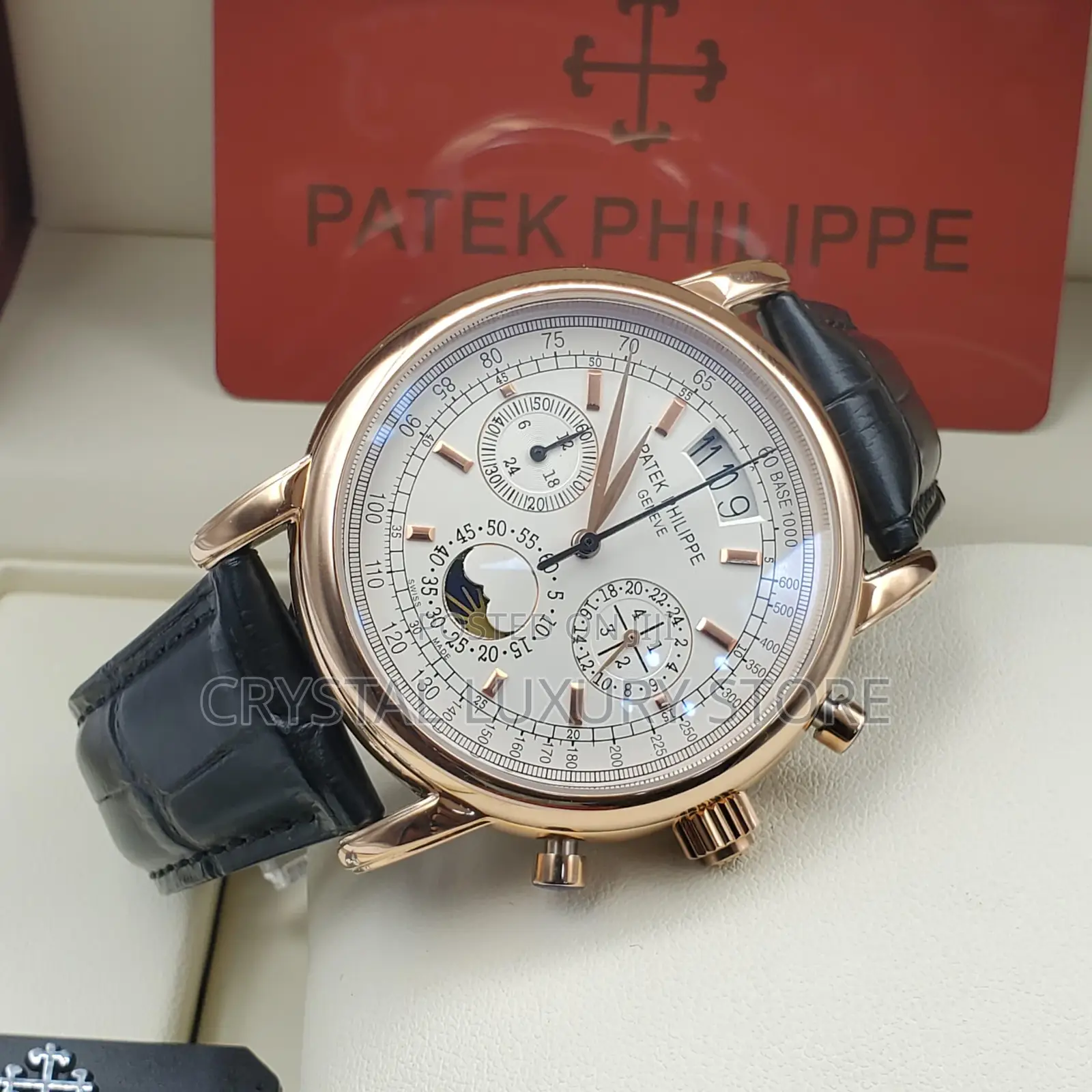 Patek Philippe Quality Luxury Men Genuine Leather Wristwatch